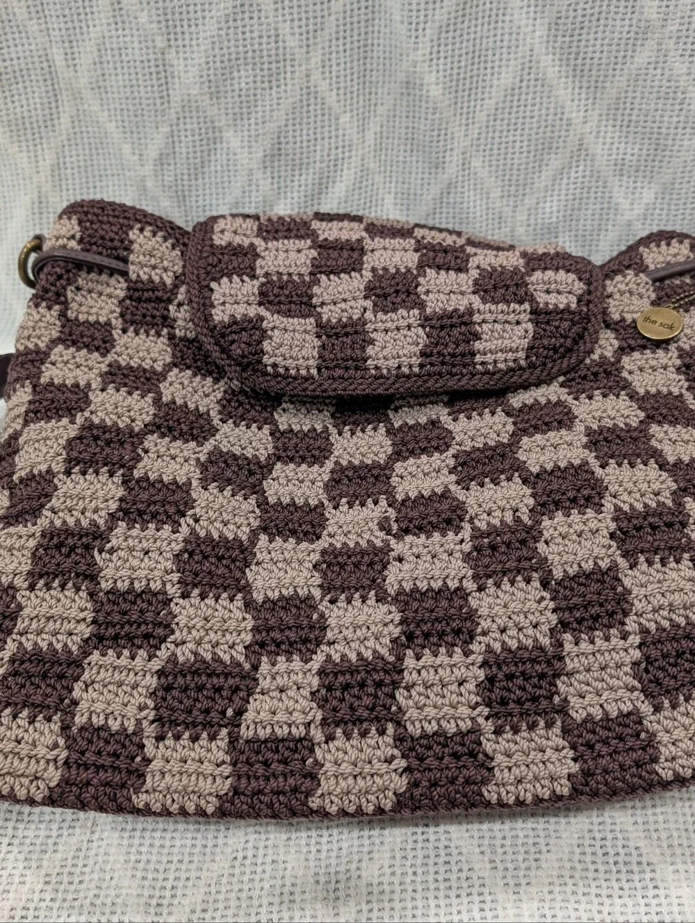 Sayulita Backpack The Sak Woven Checkered Brown & Cream Backpack